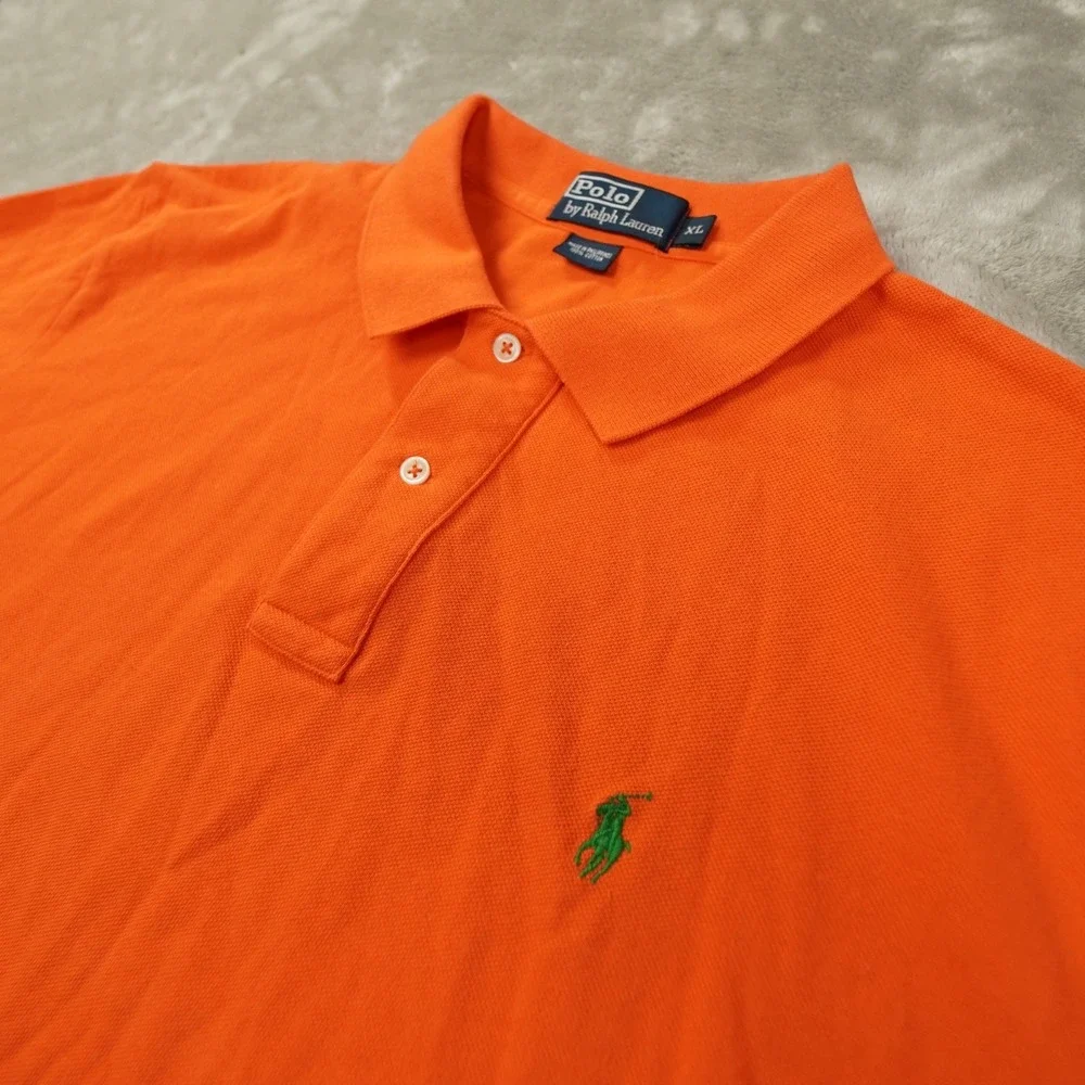 Polo Ralph Lauren Vintage Polo Shirt Men's XL Orange Short Sleeve Preppy Retro